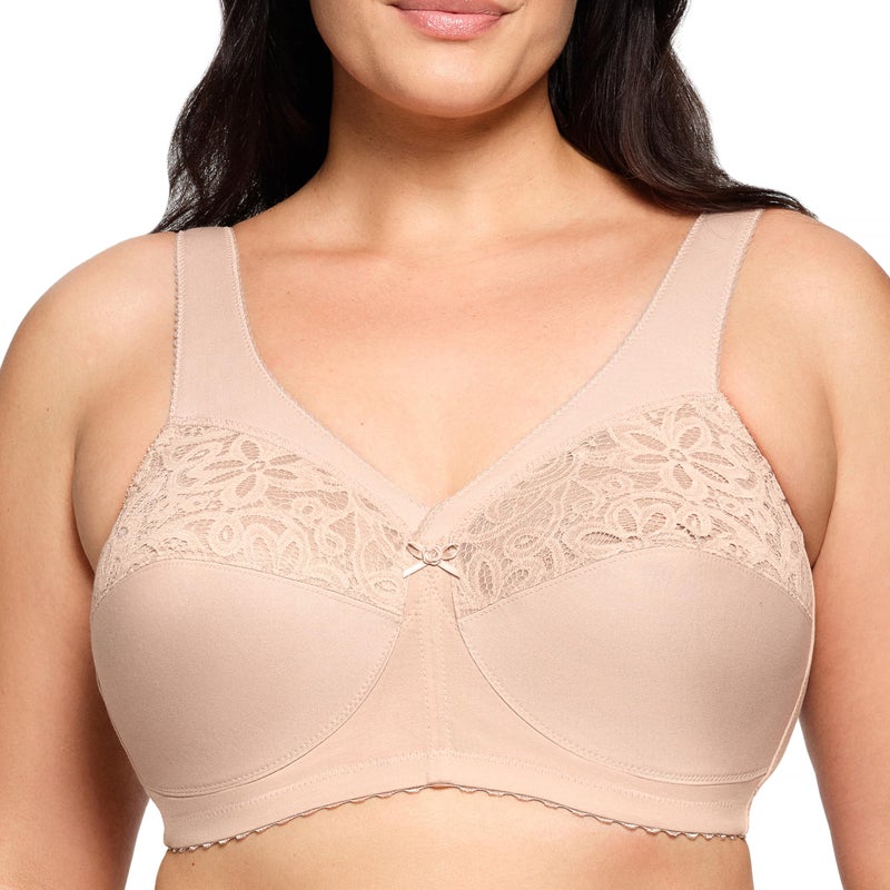 Glamorise Full Figure Plus Size MagicLift Cotton Support Bra Wirefree #1001 CafÃ© - Image 1